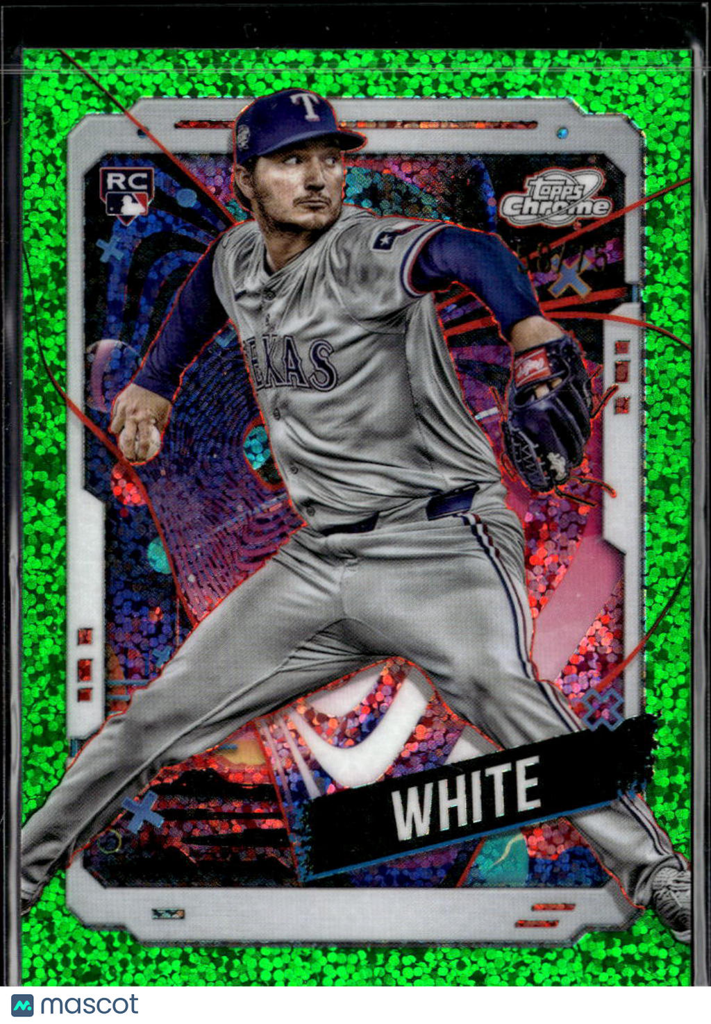 Owen White 2024 Topps Chrome Cosmic Green Refractor RC /75 Texas Rangers