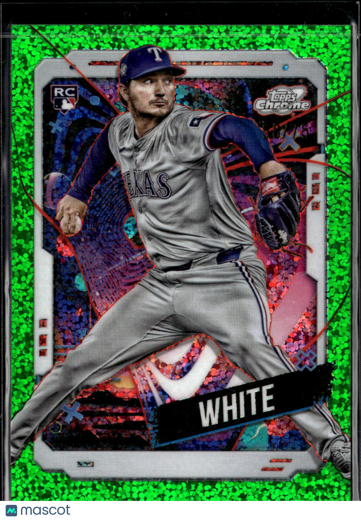 Owen White 2024 Topps Chrome Cosmic Green Refractor RC /75 Texas Rangers