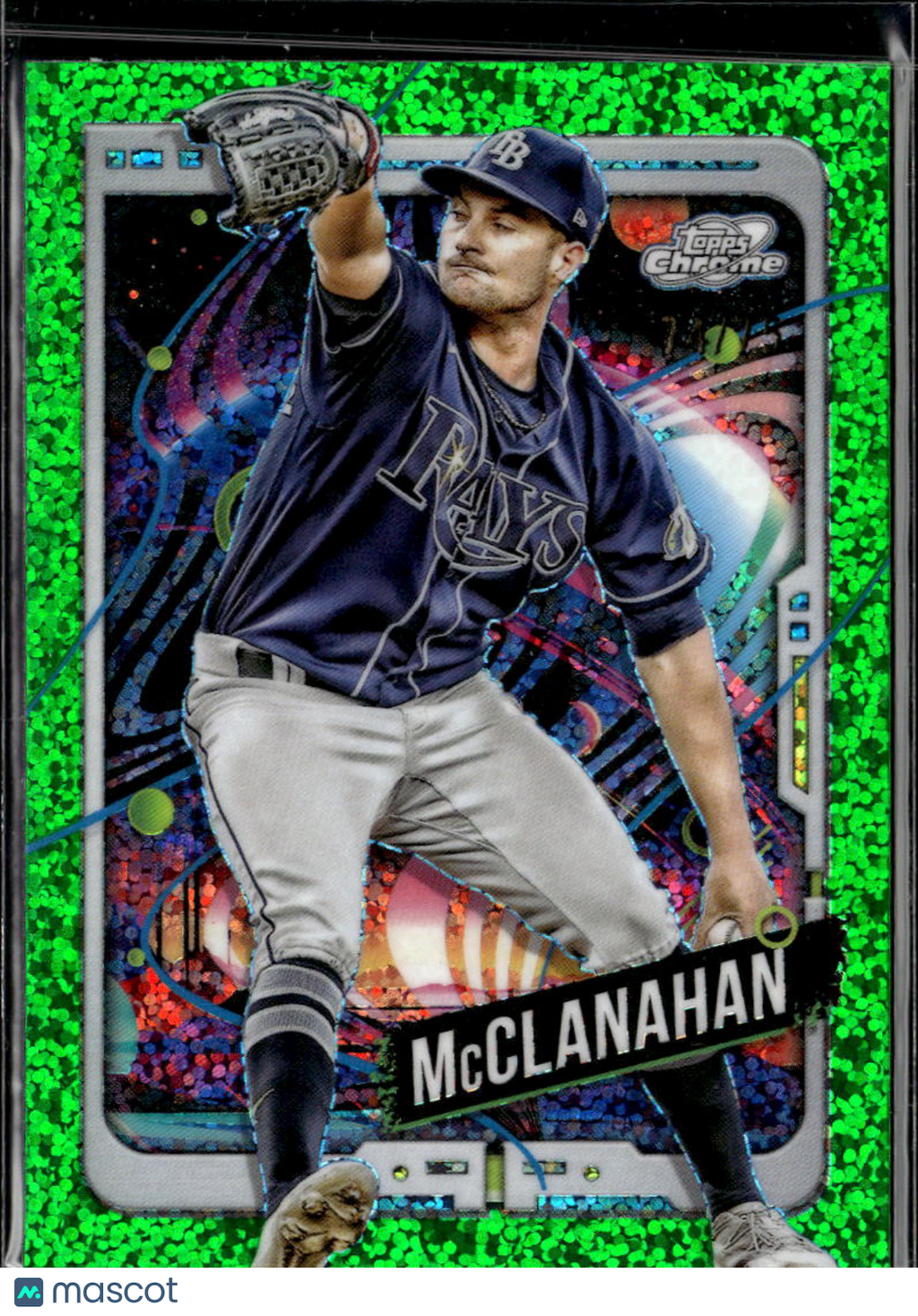 Shane McClanahan 2024 Topps Chrome Cosmic Green 74/75 Tampa Bay Rays