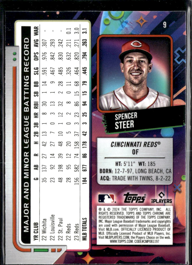 Spencer Steer 2024 Topps Chrome Cosmic GOLD Refractor 7/50 Cincinnati Reds