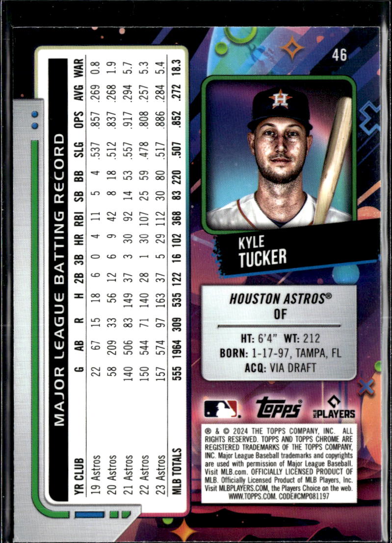 Kyle Tucker 2024 Topps Chrome Cosmic Purple 143/150 Houston Astros