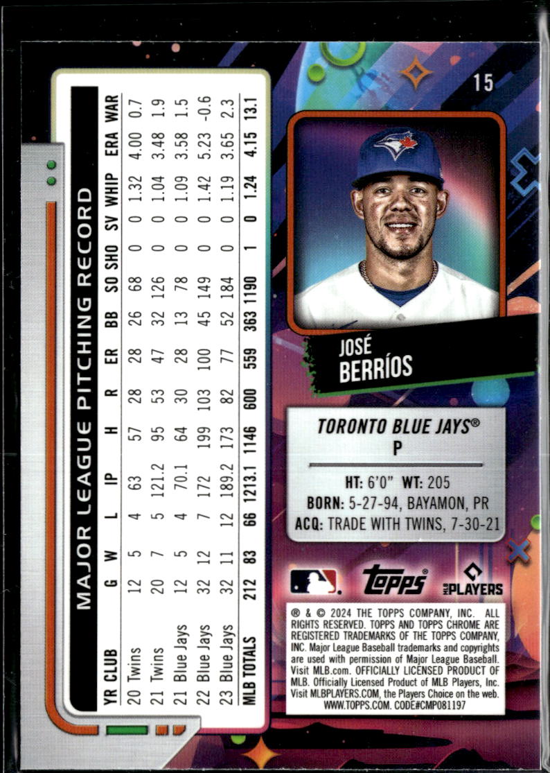 Jose Berríos 2024 Topps Chrome Cosmic Purple /150 Toronto Blue Jays