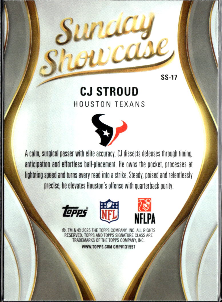 C.J. Stroud 2025 Topps Signature Class Sunday Showcase 73/250 Houston Texans