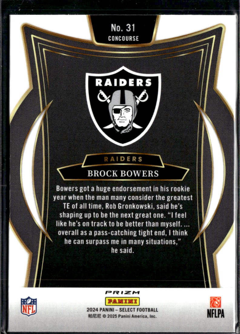 Brock Bowers 2024 Select Red White Blue Rookie RC Las Vegas Raiders