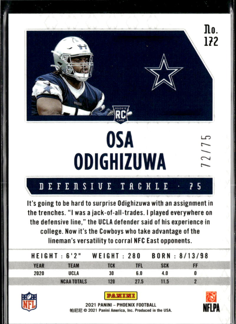 Osa Odighizuwa 2021 Phoenix RC Yellow 72/75 Dallas Cowboys