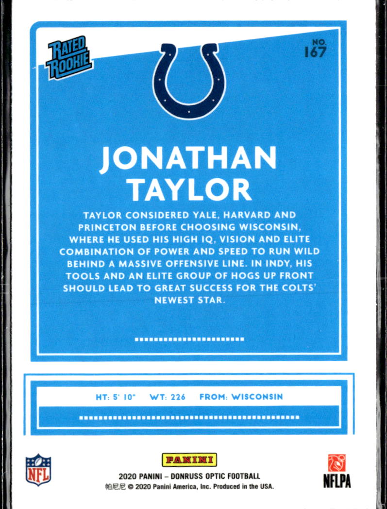 Jonathan Taylor 2020 Optic Rated Rookie Indianapolis Colts