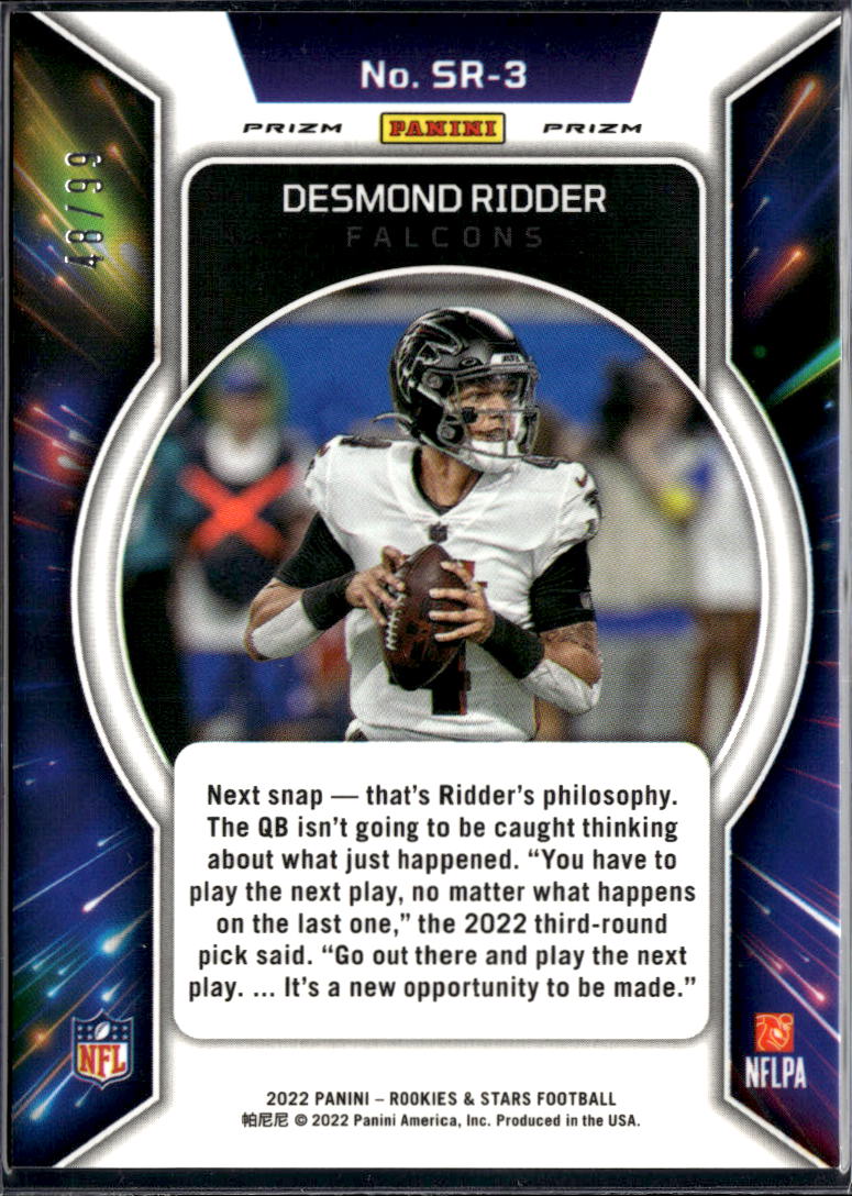 Desmond Ridder 2022 Rookies & Stars Red Stellar Rookies /99 Atlanta Falcons