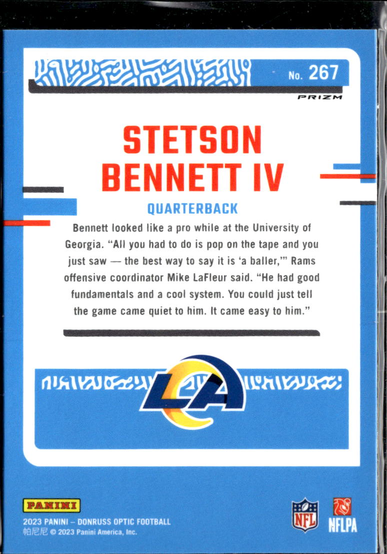 Stetson Bennett IV 2023 Optic Blue Hyper Rated Rookie Los Angeles Rams