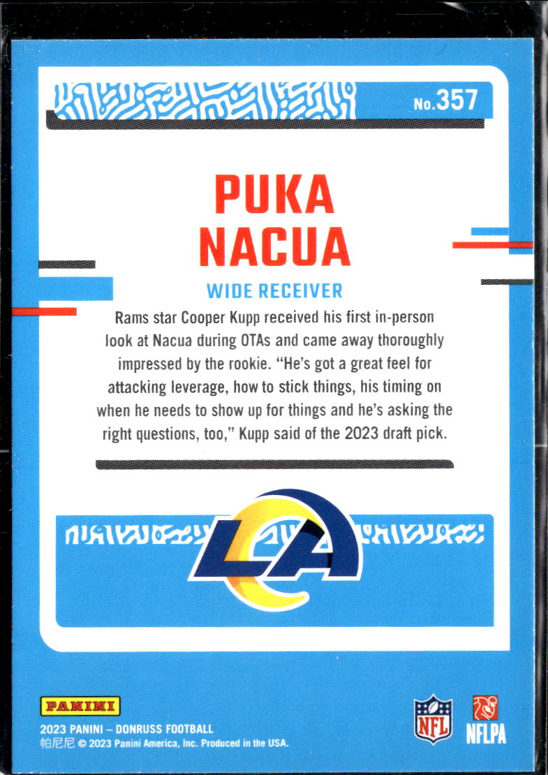 Puka Nacua 2023 Donruss Rated Rookie RC Los Angeles Rams