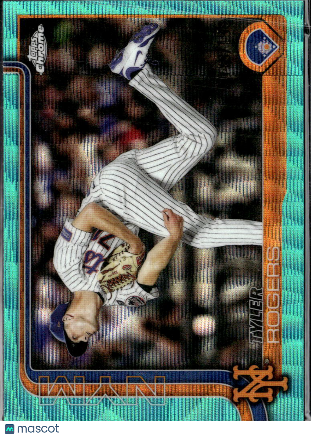 Tyler Rogers 2025 Topps Chrome Aqua Wave Refractor /199 New York Mets