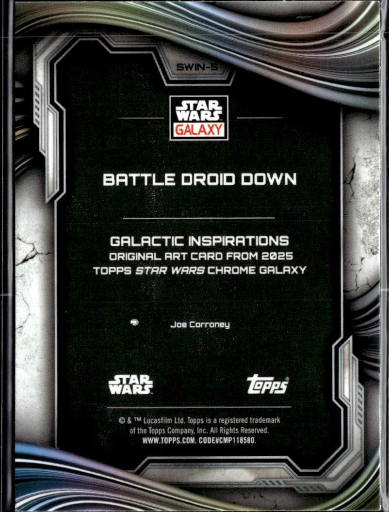 Battle Droid Down 2025 Topps Star Wars Chrome Galaxy Refractor #SWIN-5