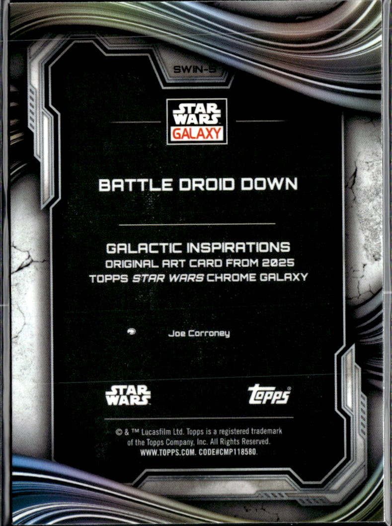 Battle Droid Down 2025 Topps Star Wars Chrome Galaxy Refractor #SWIN-5