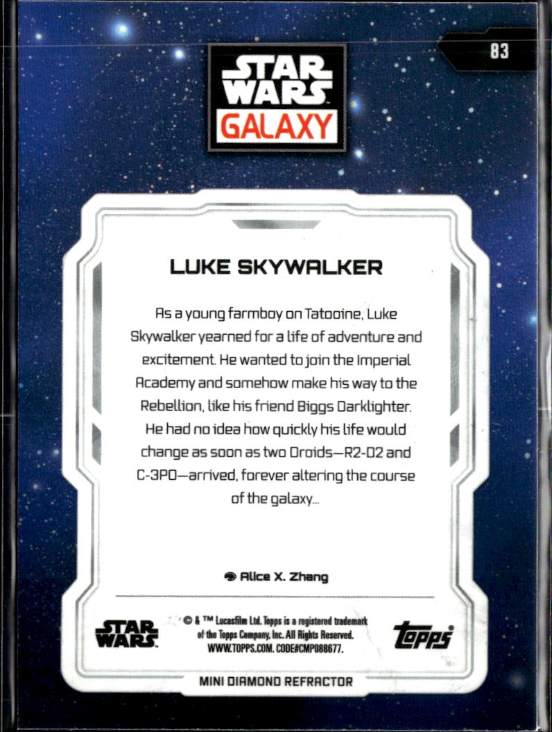 Luke Skywalker 2024 Topps Star Wars Galaxy Refractor #83