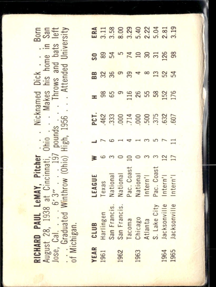 Richard Paul LeMay 1966 Pepsi-Cola Tulsa Oilers