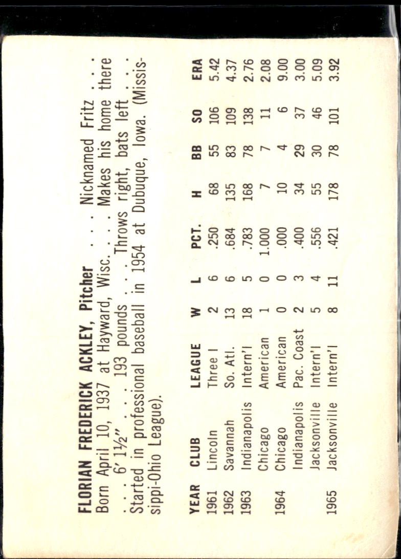 Florian Ackley Fritz Ackley 1966 Pepsi-Cola Tulsa Oilers