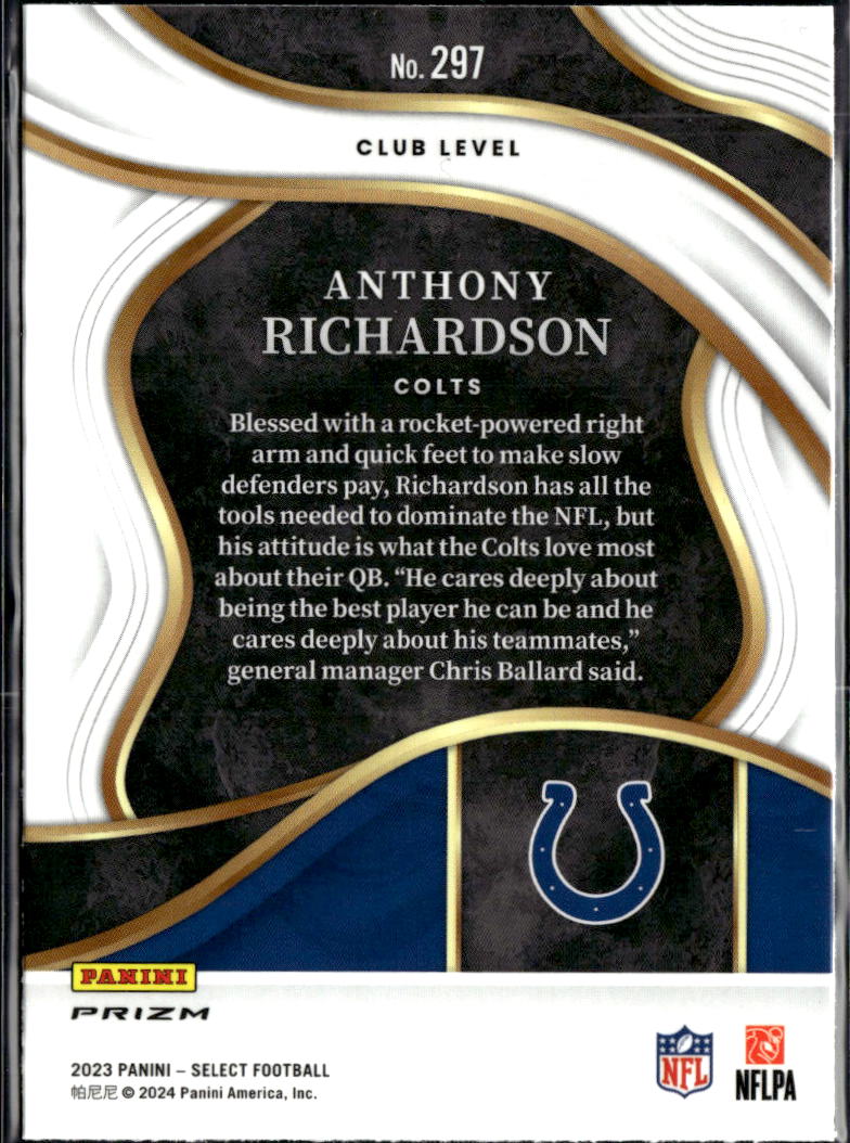 Anthony Richardson 2023 Select Club Level Silver Rookie RC Indianapolis Colts