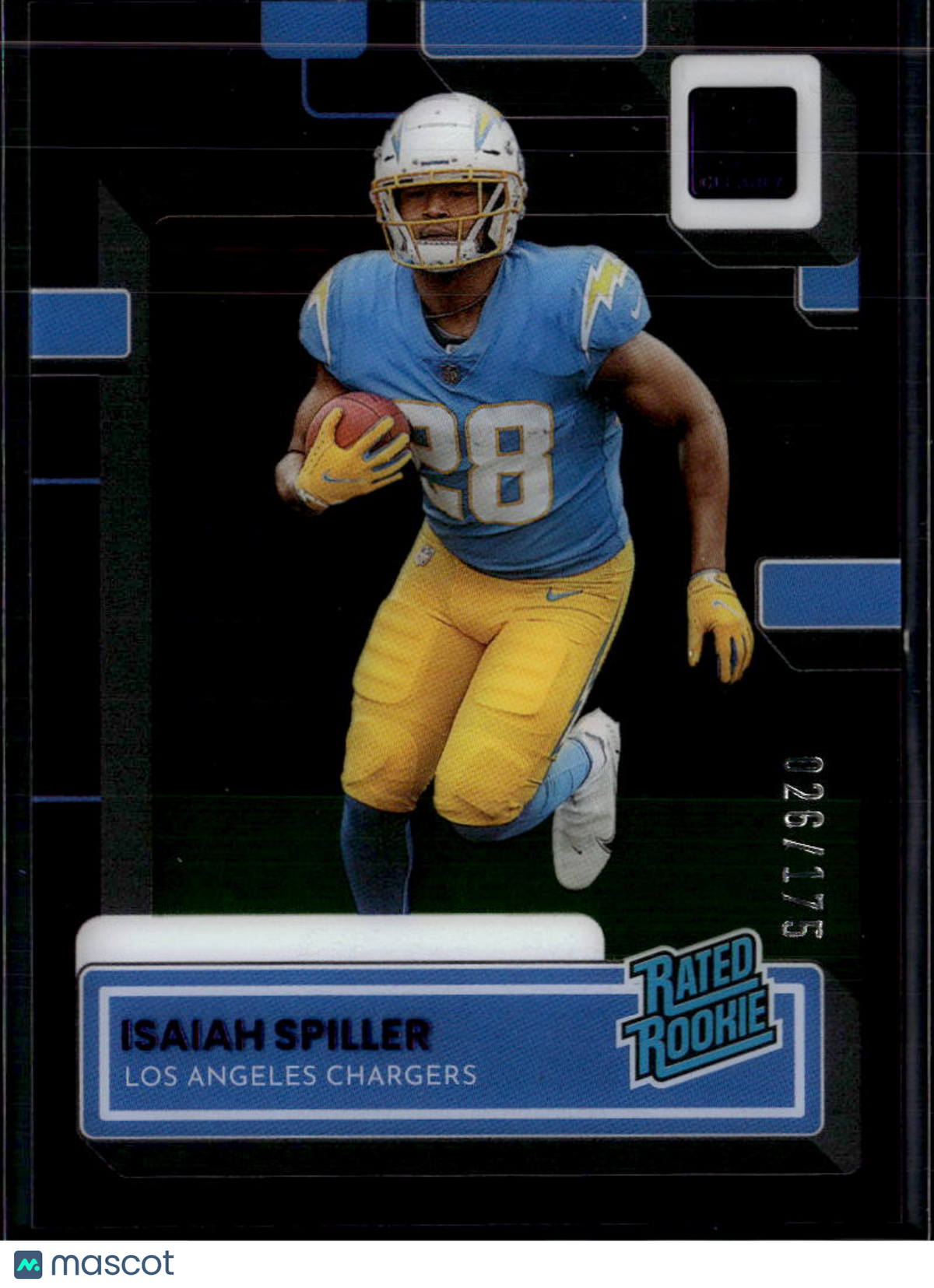 Isaiah Spiller 2023 Clearly Donruss Purple RC /175 Los Angeles Chargers