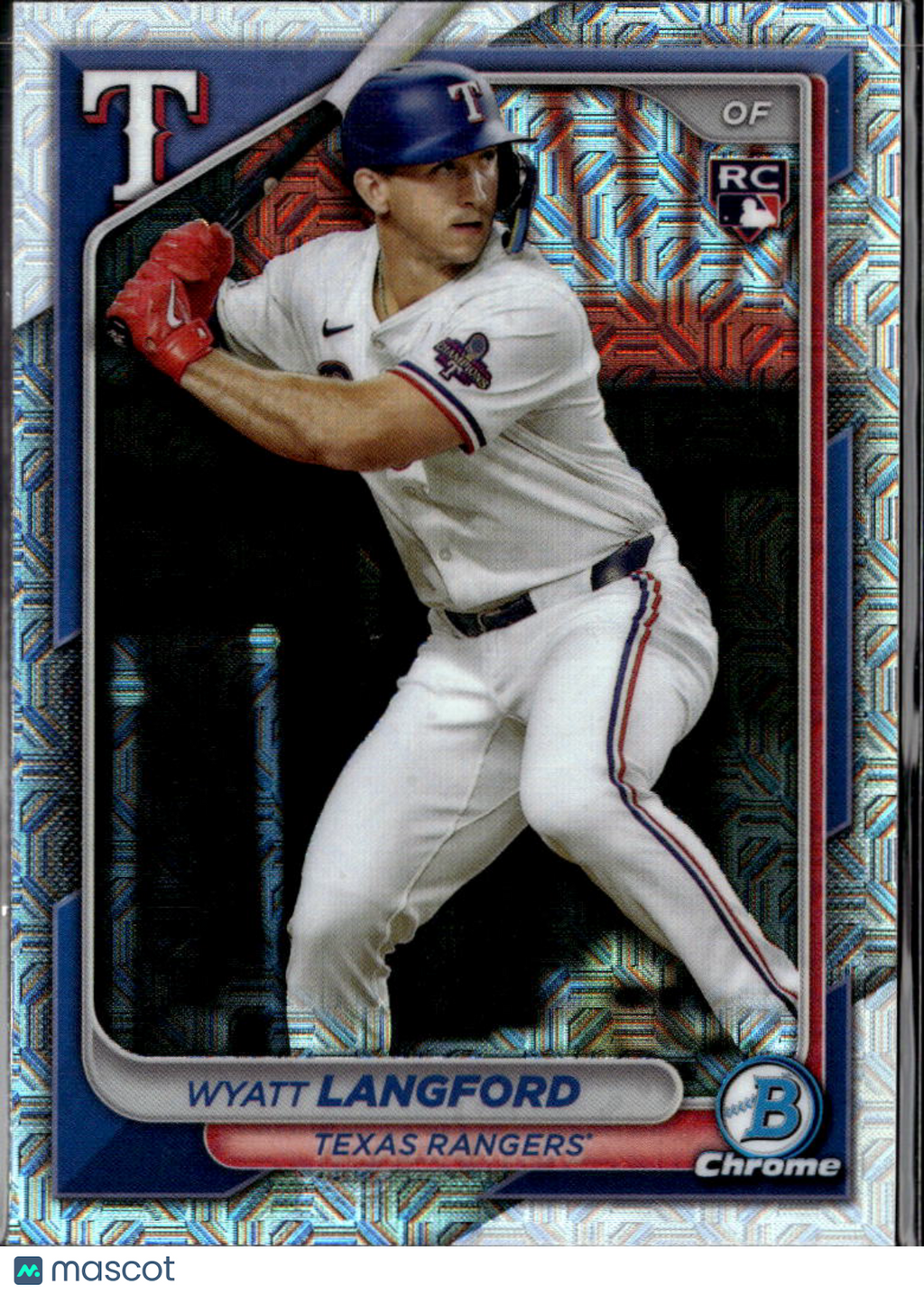 Wyatt Langford 2024 Bowman Chrome RC Mega Box Mojo Refractor Texas Rangers