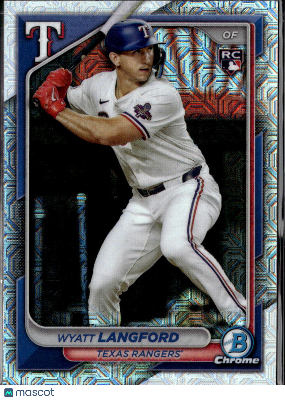 Wyatt Langford 2024 Bowman Chrome RC Mega Box Mojo Refractor Texas Rangers