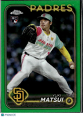 Yuki Matsui 2024 Topps Chrome Green Refractor RC /99 San Diego Padres