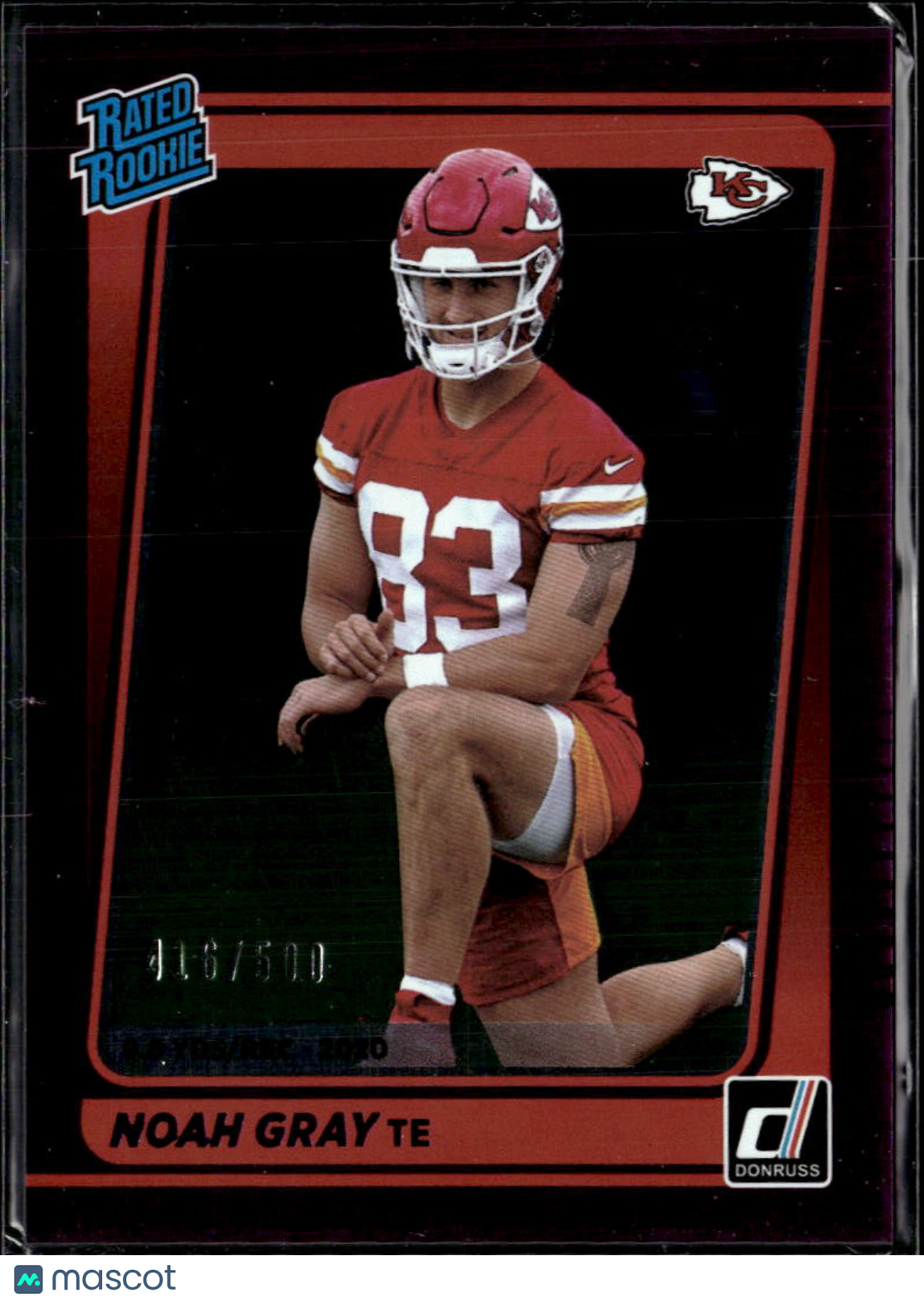 Noah Gray 2021 Donruss Rated Rookie Purple Stat Line /500 Kansas City Chiefs