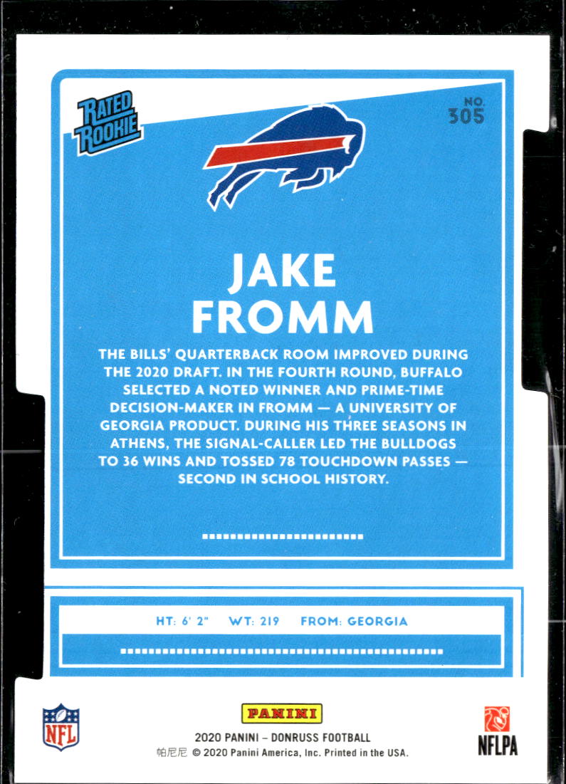 Jake Fromm 2020 Donruss Rated Rookie Silver Press Proof /75 Buffalo Bills