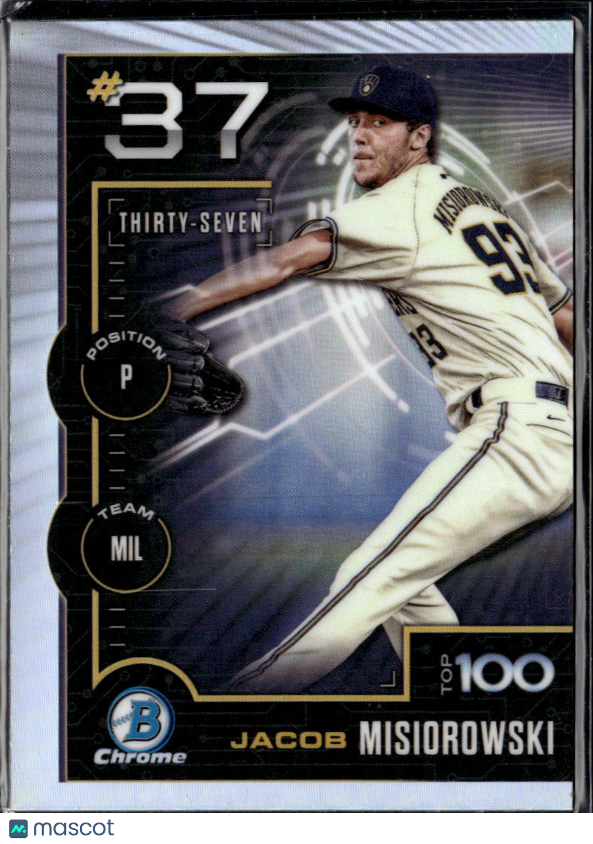 Jacob Misiorowski 2025 Bowman Chrome Scouts Top 100 Milwaukee Brewers