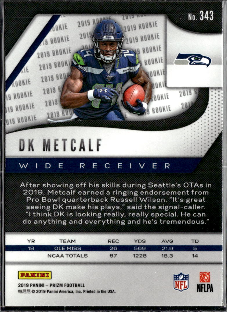 DK Metcalf 2019 Panini Prizm Rookie RC Seattle Seahawks