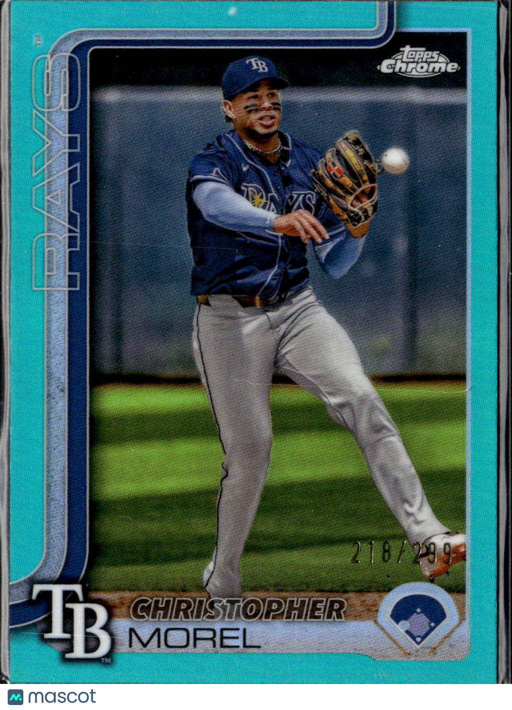 Christopher Morel 2025 Topps Chrome Aqua Refractor /299 Tampa Bay Rays