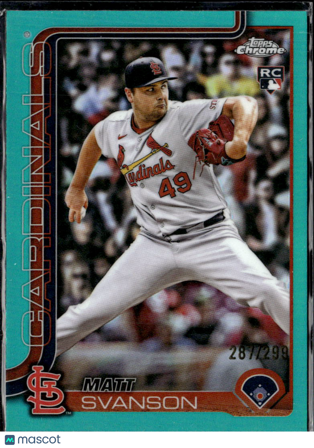 Matt Svanson 2025 Topps Chrome RC Aqua Refractor /299 St. Louis Cardinals