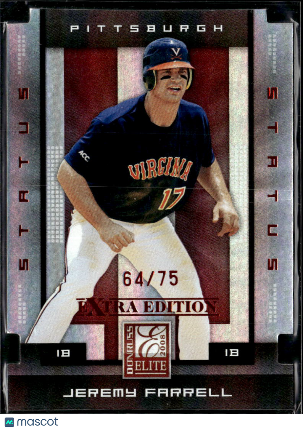 Jeremy Farrell 2008 Donruss Elite Extra Edition Status 64/75 Virginia