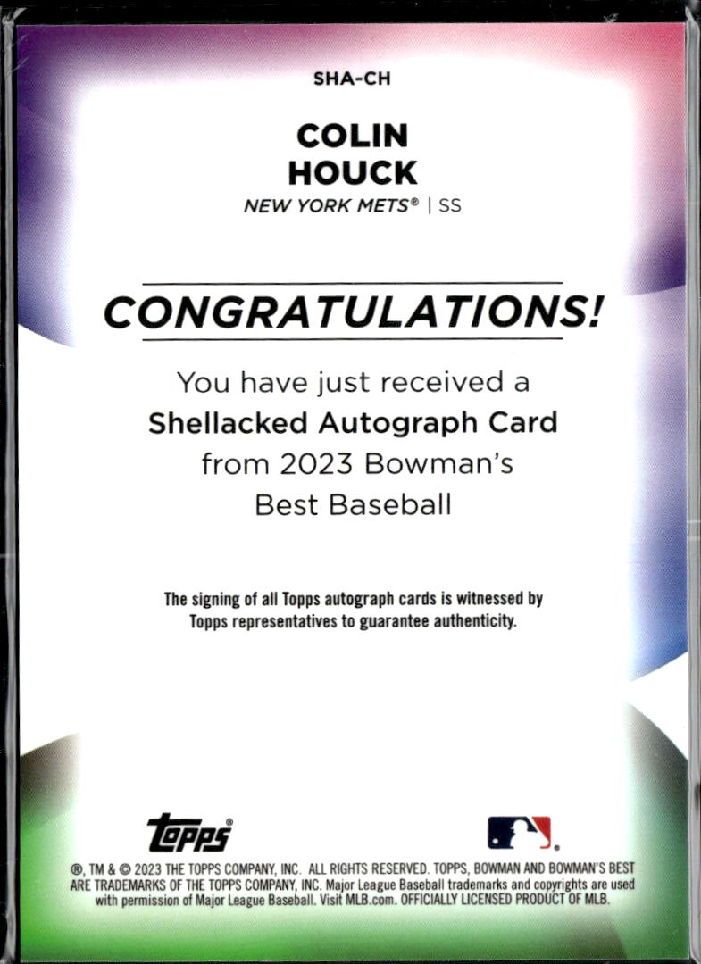 Colin Houck 2023 Bowman's Best Shellacked Autographs Auto /250 New York Mets