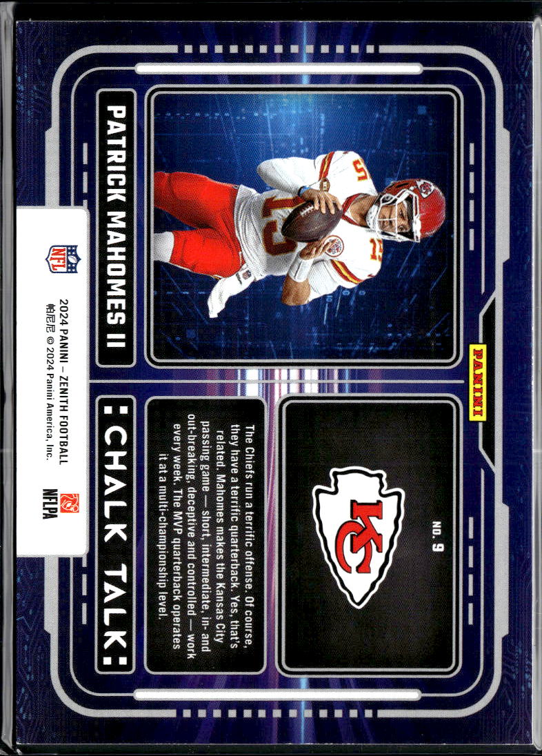 Patrick Mahomes II 2024 Zenith Chalk Talk 18/25 Kansas City Chiefs