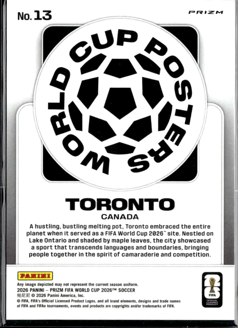 Toronto Canada 2026 Panini Prizm FIFA World Cup Posters