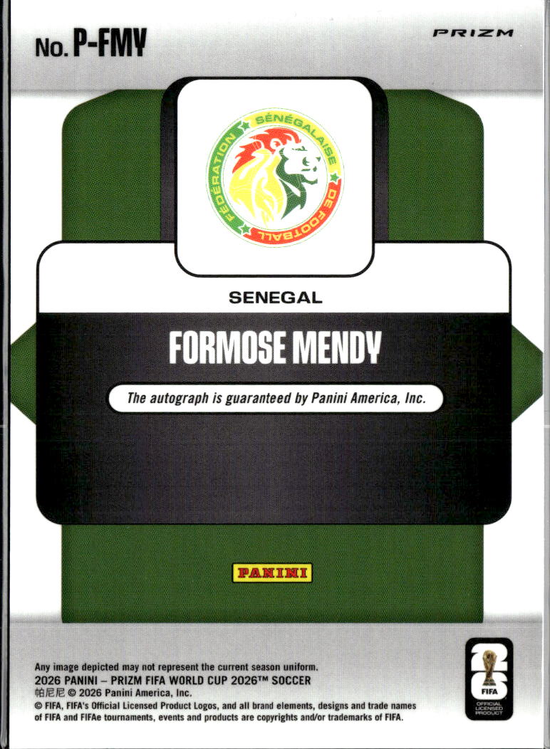 Formose Mendy 2026 Prizm FIFA World Cup Auto Autograph Senegal