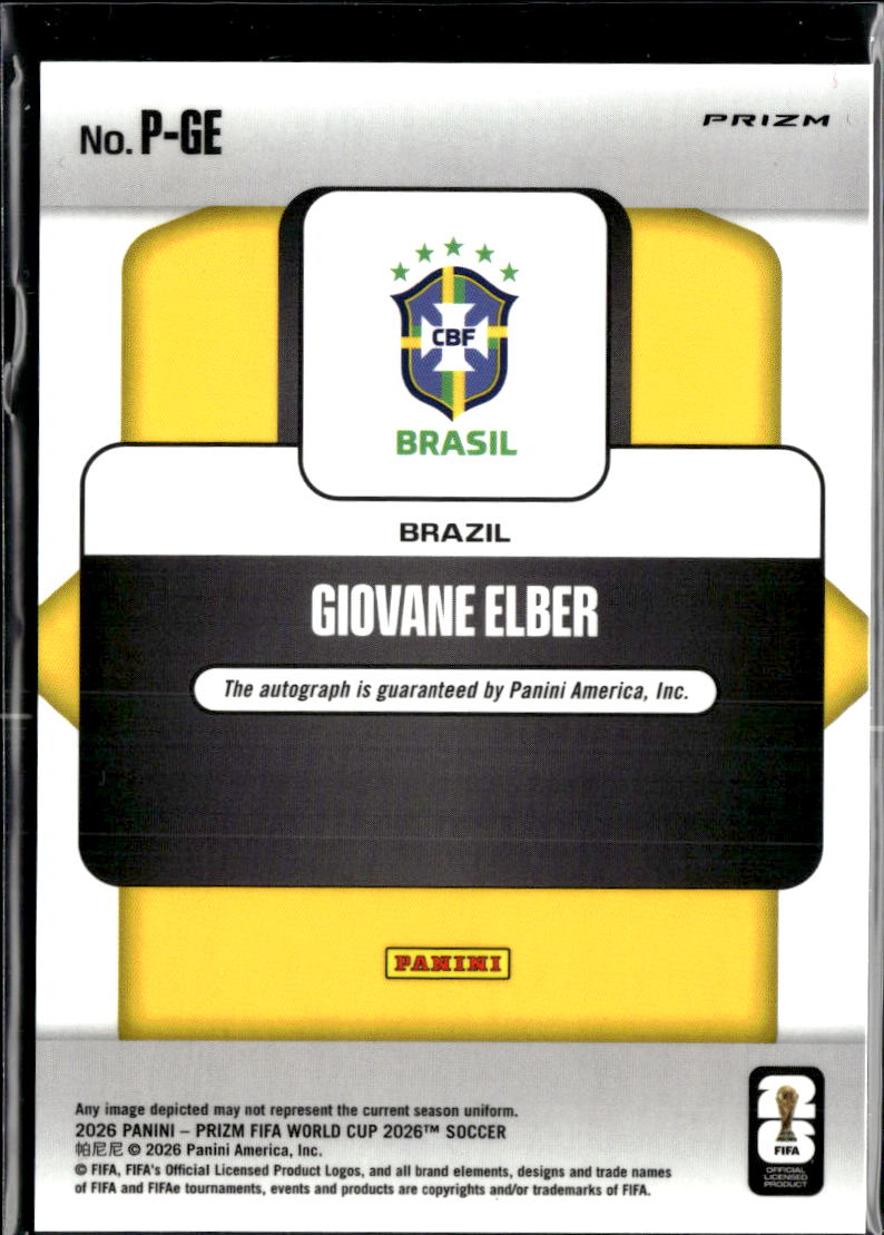 Giovane Elber 2026 Panini Prizm FIFA World Cup Penmanship Auto Autograph Brazil