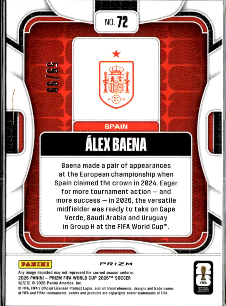 Álex Baena 2026 Prizm FIFA World Cup Teal Wave 59/99 Spain