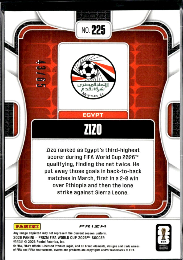 Zizo 2026 Panini Prizm FIFA World Cup Pink Wave Rookie RC /65 Egypt