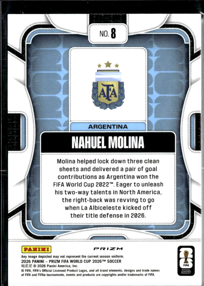 Nahuel Molina 2026 Panini Prizm FIFA World Cup RGB Red Green Blue SSP Argentina