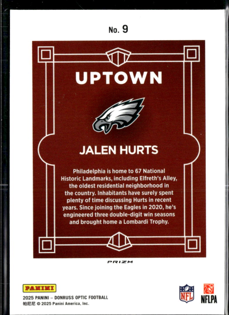 Jalen Hurts 2025 Optic Uptown CASE HIT Philadelphia Eagles