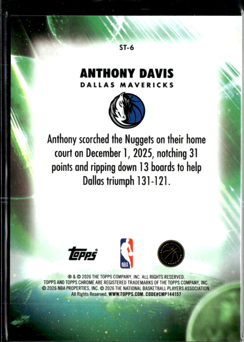 Anthony Davis 2025-26 Topps Chrome Stratospheric Stars GOLD 31/50 Mavericks