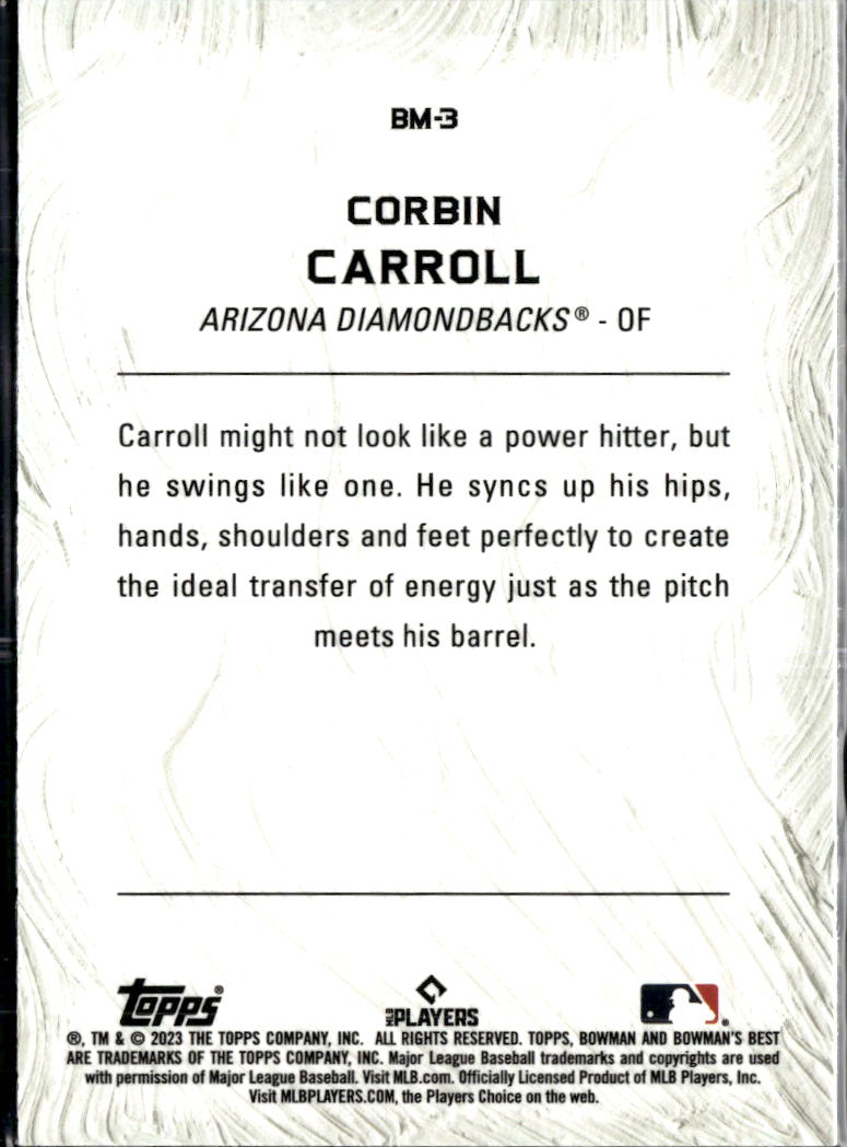 Corbin Carroll 2023 Bowman's Best Masterpieces Rookie RC Arizona Diamondbacks