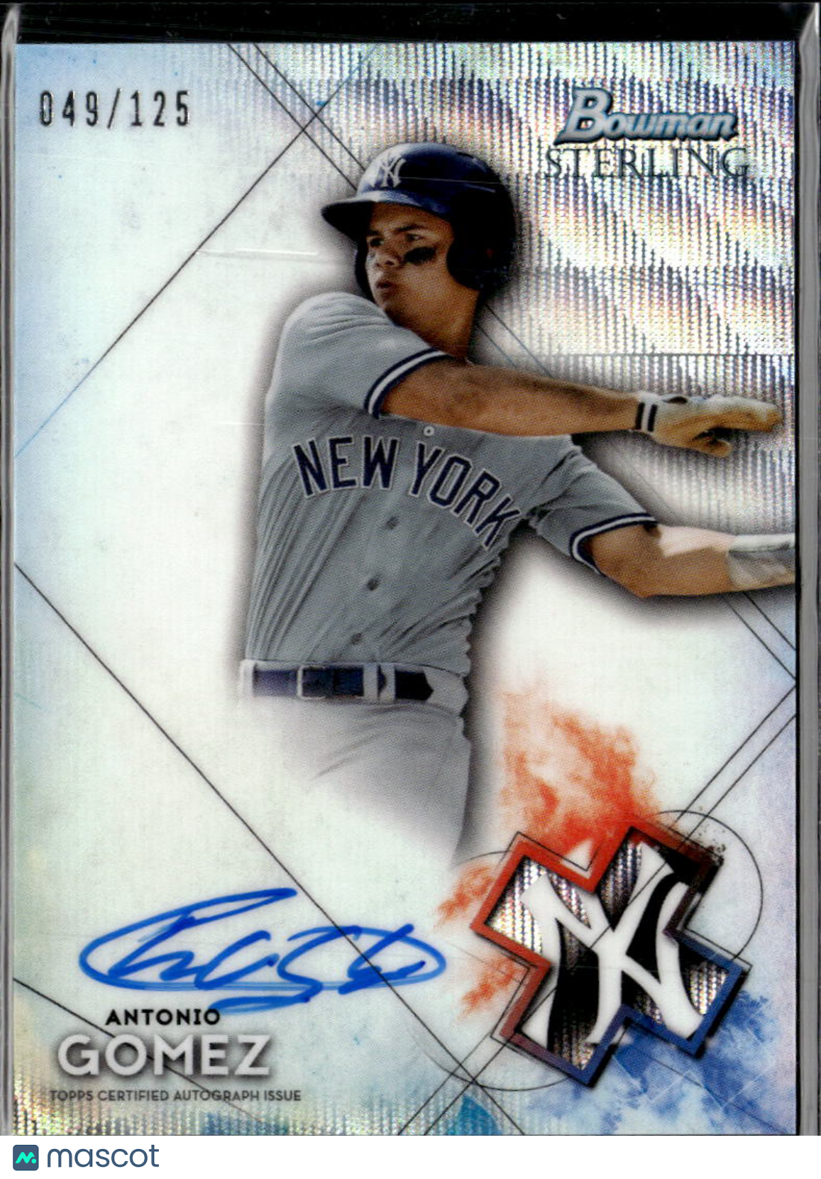 Antonio Gomez 2021 Bowman Sterling Auto Autograph 49/125 New York Yankees