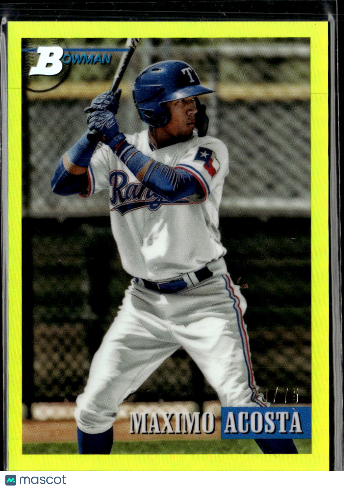 Maximo Acosta 2021 Bowman Heritage Yellow /75 Texas Rangers