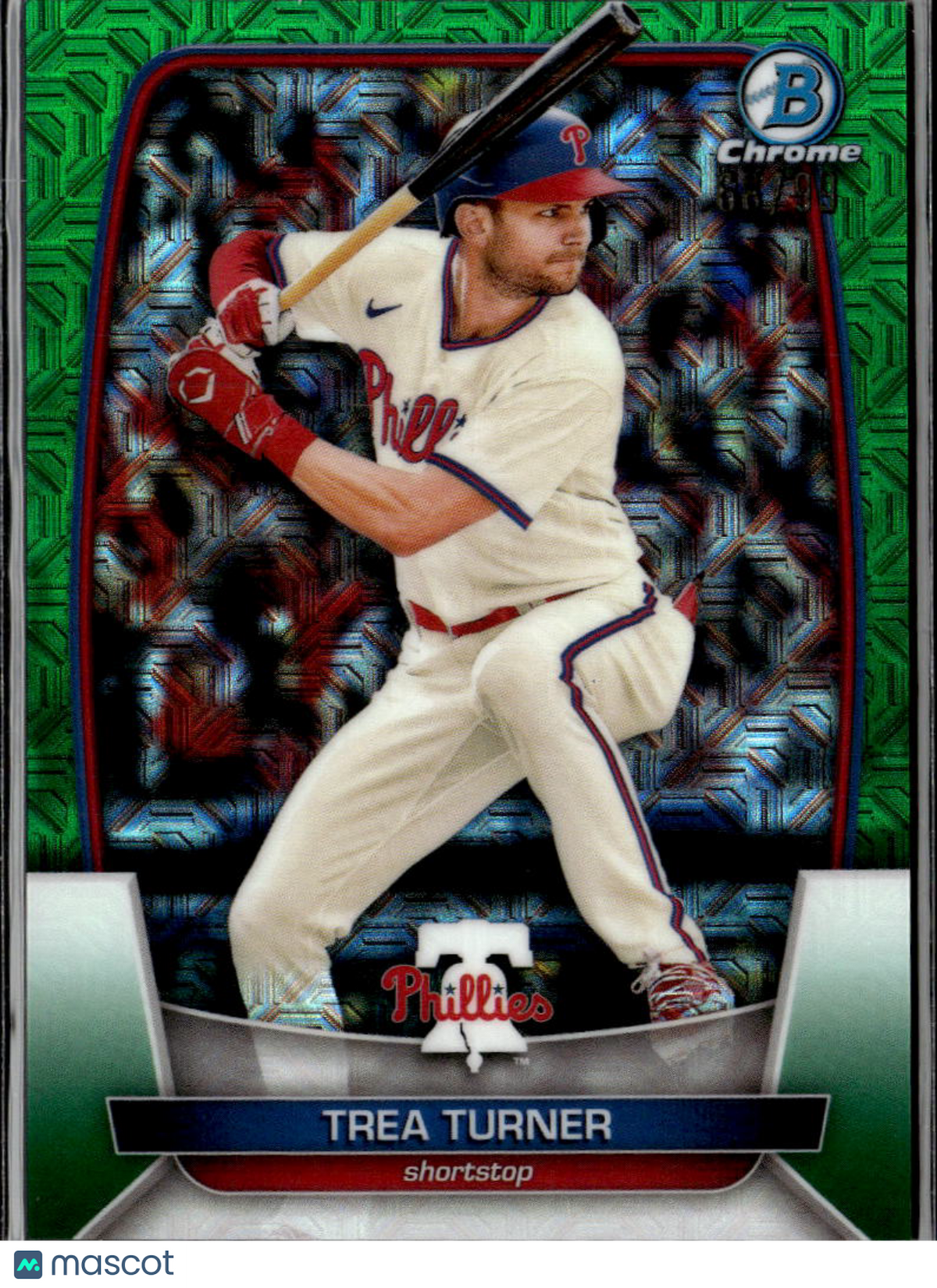 Trea Turner 2023 Bowman Chrome Green Mojo Refractor /99 Philadelphia Phillies