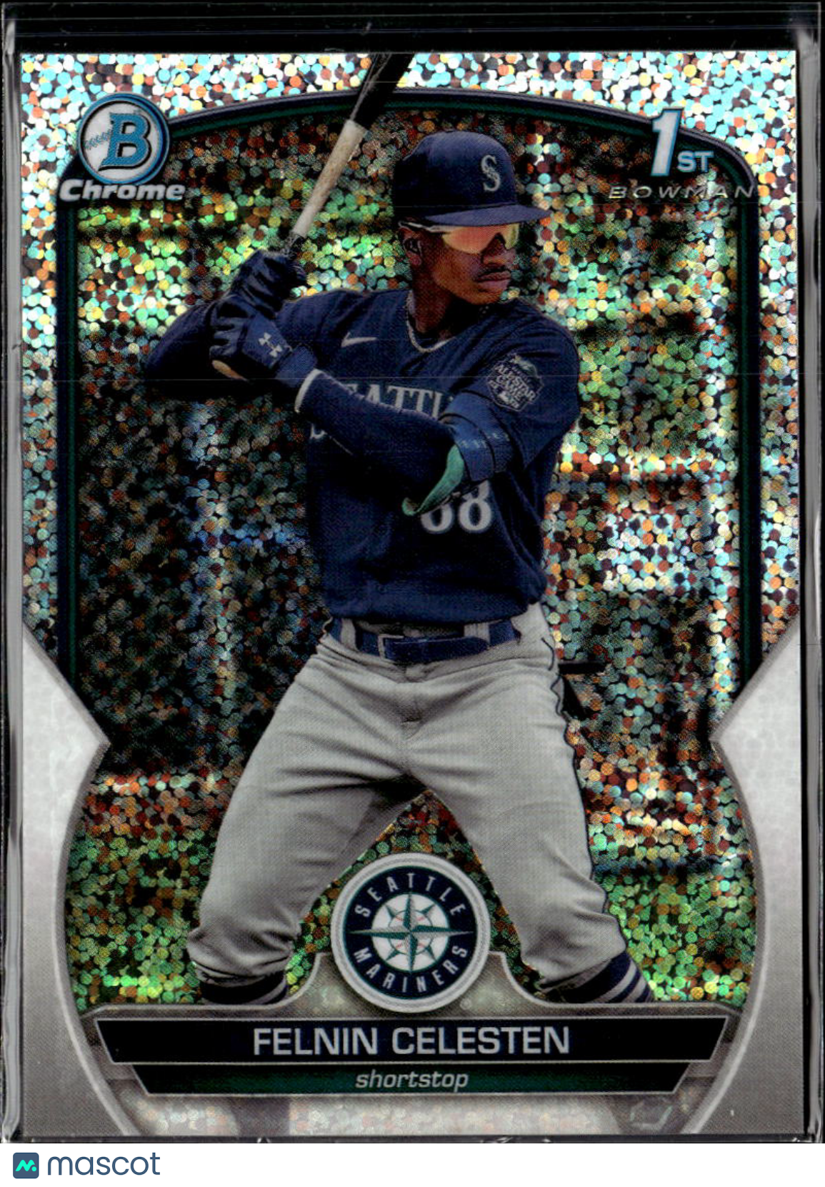 Felnin Celesten 2023 Bowman Chrome 1st Speckle Refractor /299 Seattle Mariners