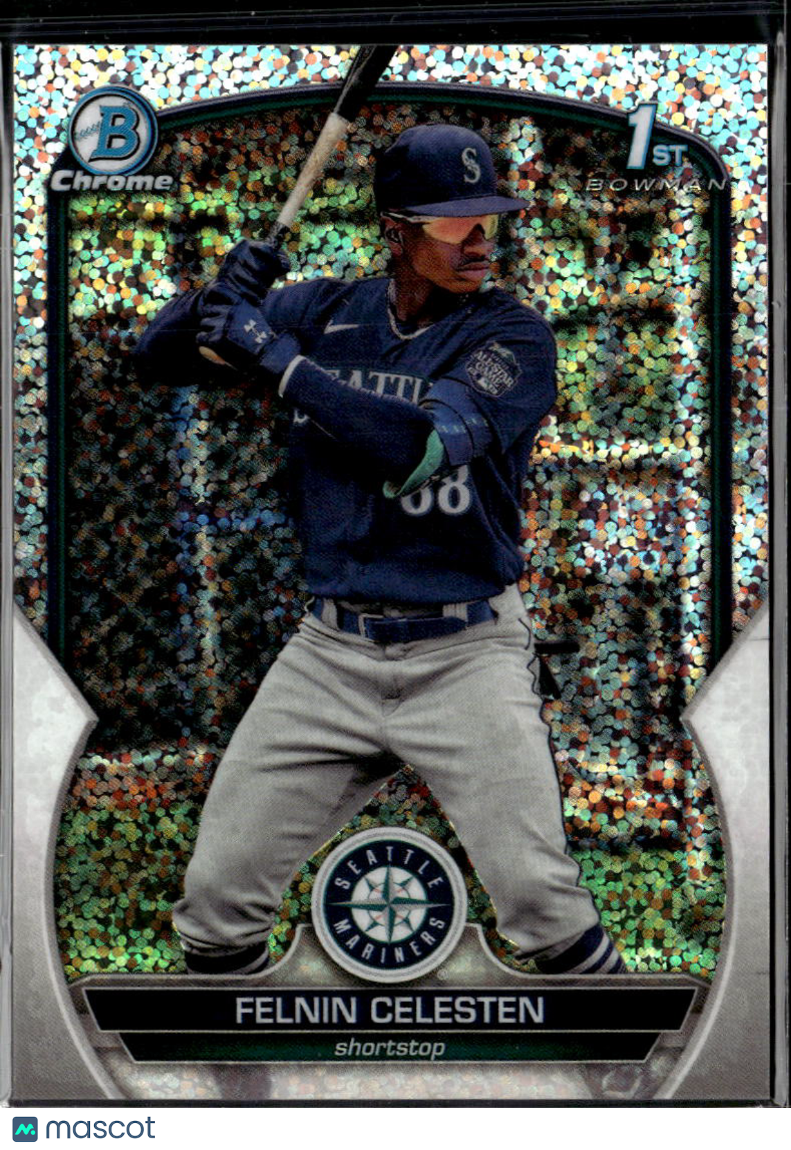 Felnin Celesten 2023 Bowman Chrome 1st Speckle Refractor /299 Seattle Mariners