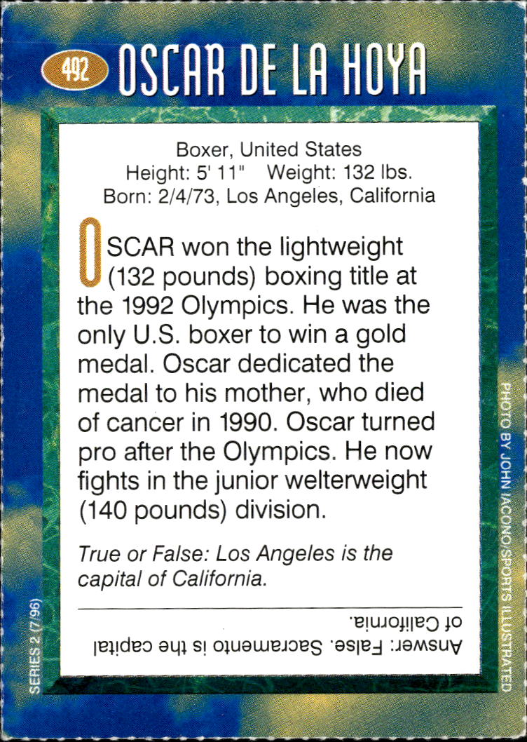 Oscar De La Hoya 1996 Sports Illustrated for Kids