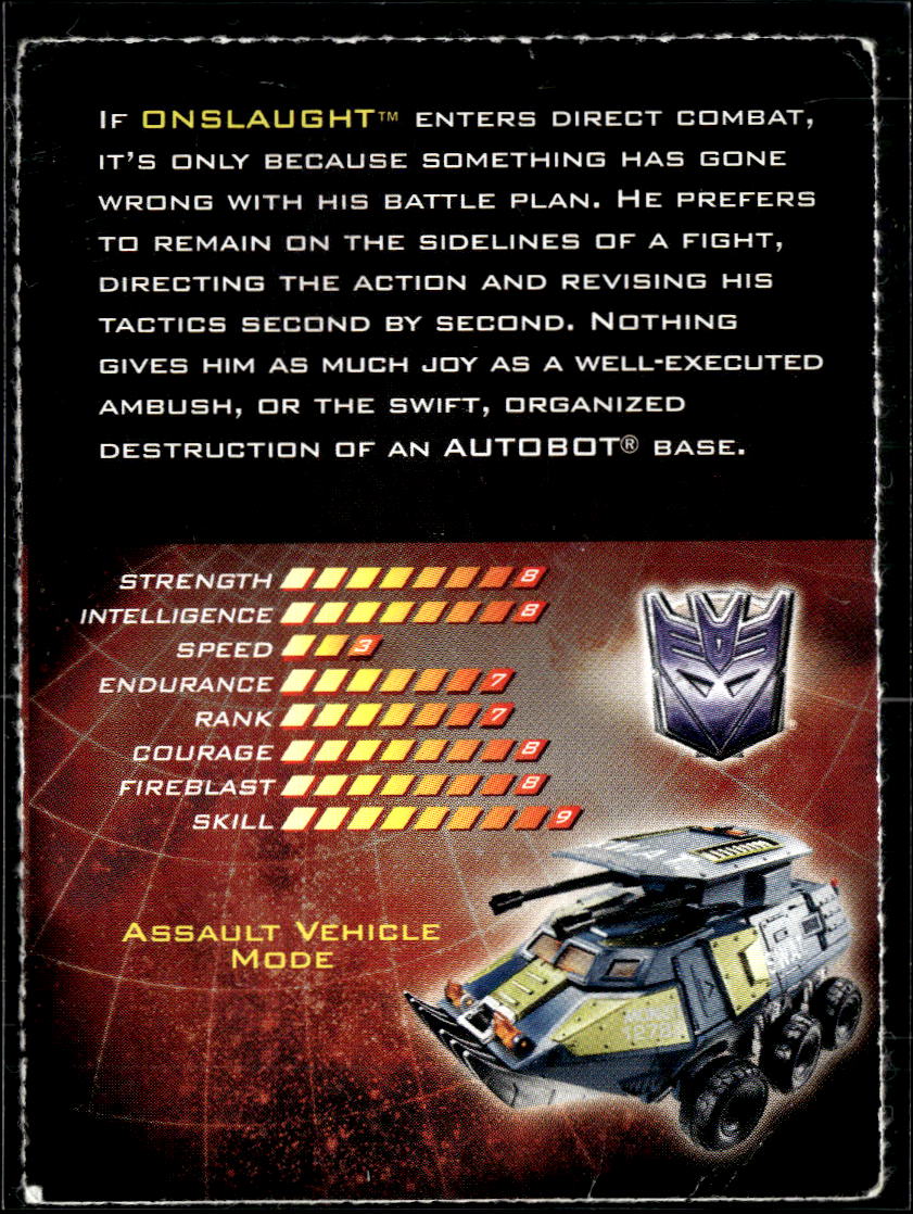 Onslaught Transformers Universe 2008 Sports Illustrated Card