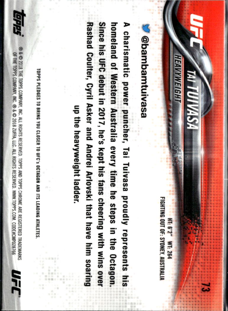 Tai Tuivasa 2018 Topps Chrome UFC RC Rookie MMA